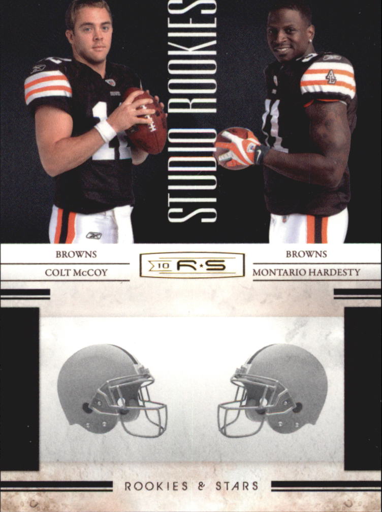 2010 Rookies and Stars Studio Rookies Combos Gold #4 Colt McCoy/Montario Hardesty