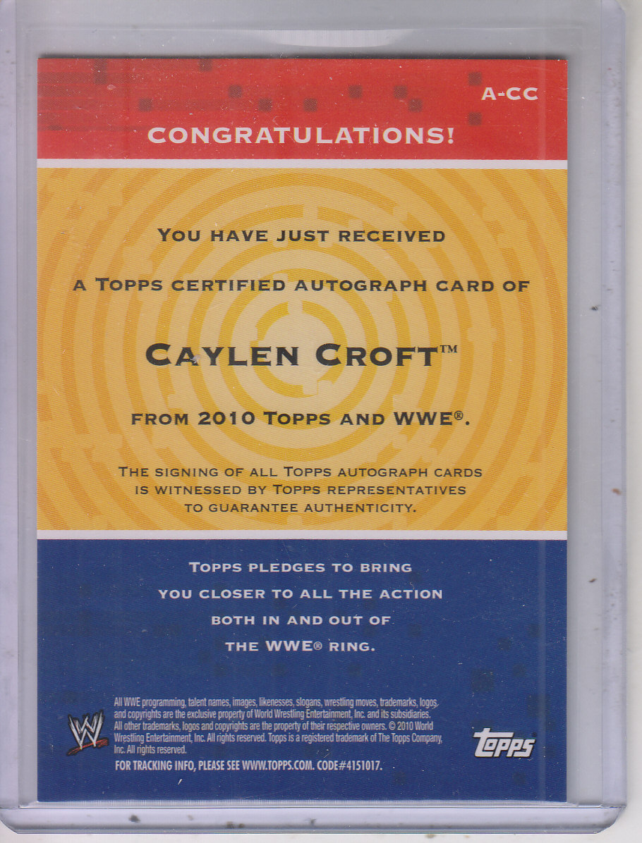 2010 Topps WWE Autographs #ACC Caylen Croft back image