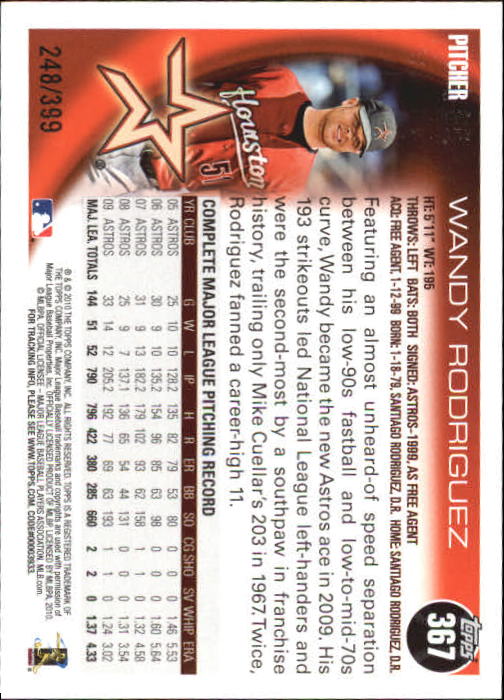 2010 Topps Copper #367 Wandy Rodriguez back image
