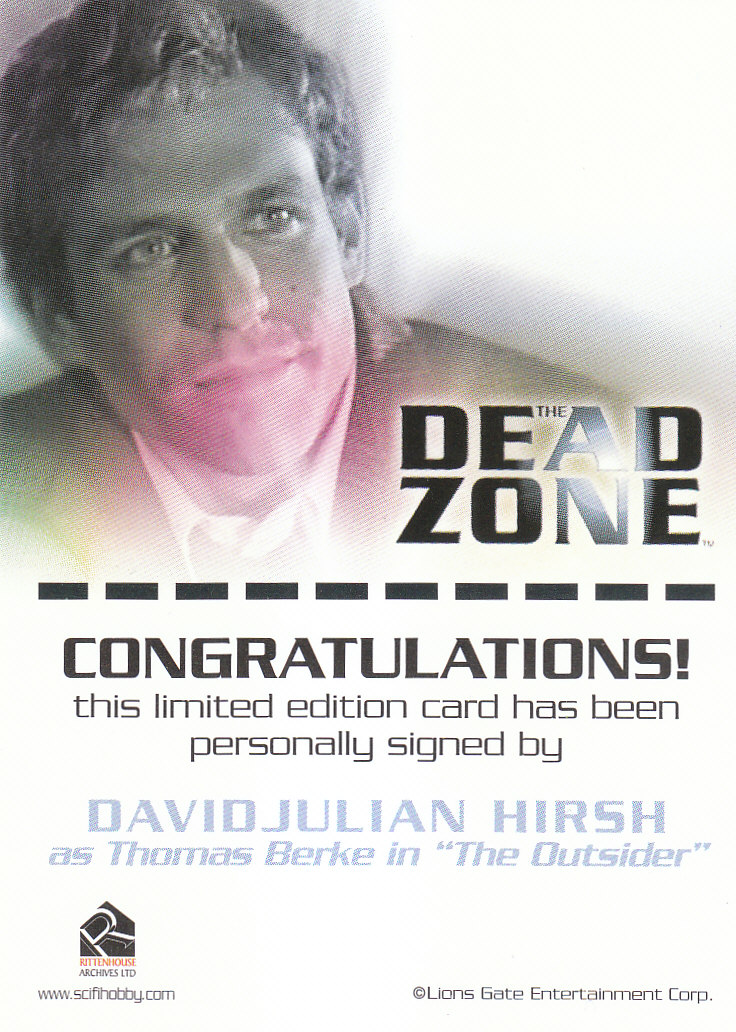2004 Rittenhouse The Dead Zone Seasons One and Two Autographs #7 David Julian Hirsh back image
