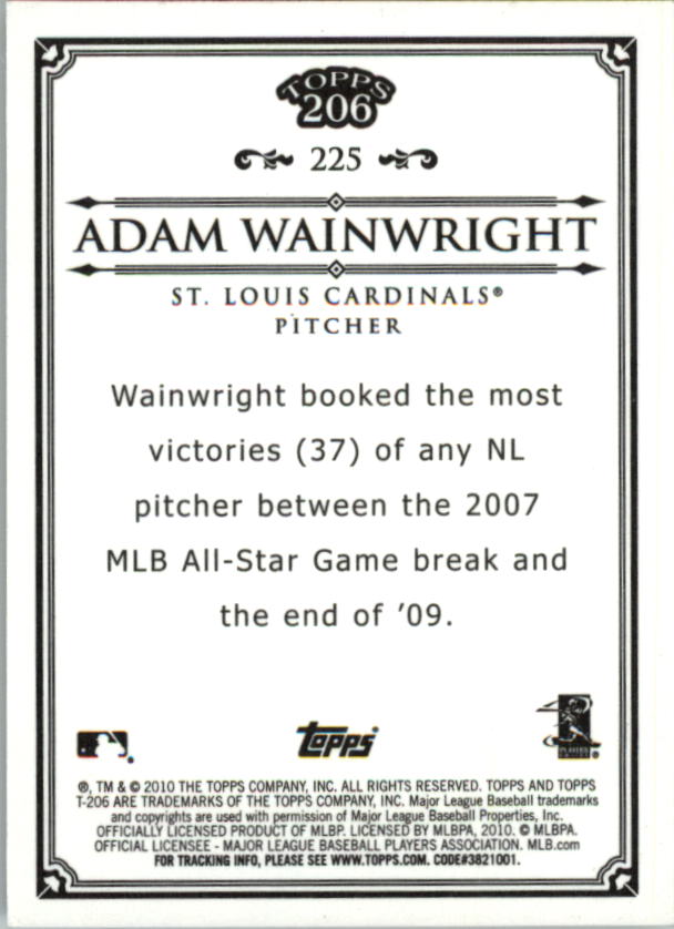 2010 Topps 206 Bronze #225 Adam Wainwright back image