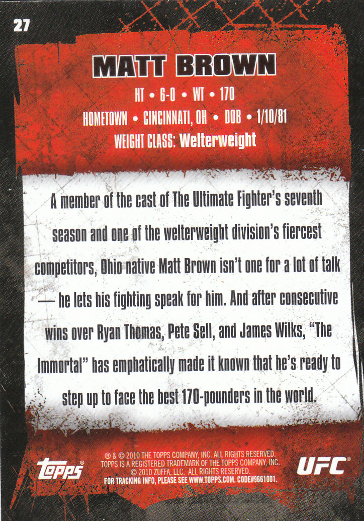 2010 Topps UFC (Ultimate Fighting Championship) MMA "Gold" Parallel Cards - Picture 55 of 397