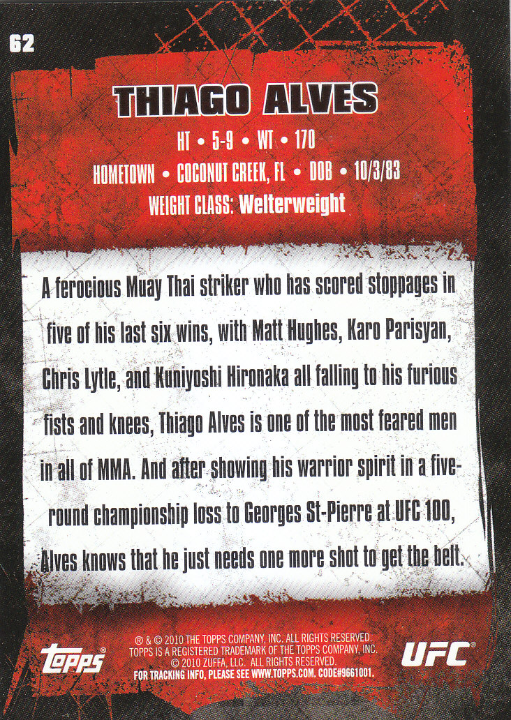2010 Topps UFC (Ultimate Fighting Championship) MMA "Gold" Parallel Cards - Picture 125 of 397
