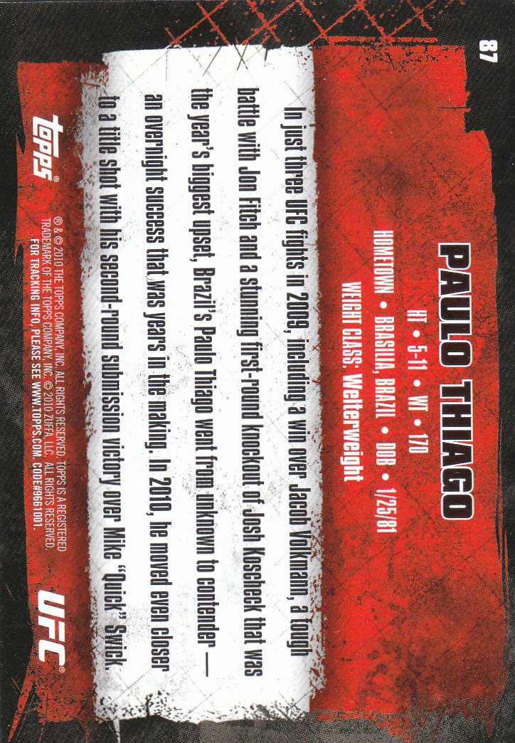 2010 Topps UFC (Ultimate Fighting Championship) MMA "Gold" Parallel Cards - Picture 175 of 397