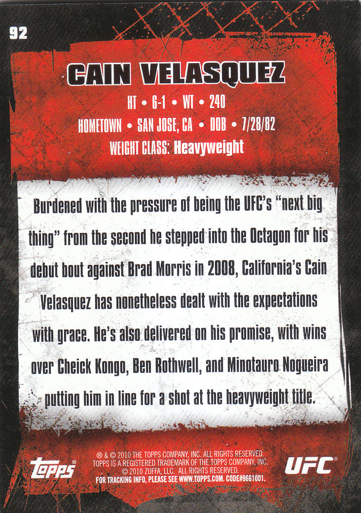 2010 Topps UFC (Ultimate Fighting Championship) MMA "Gold" Parallel Cards - Picture 185 of 397
