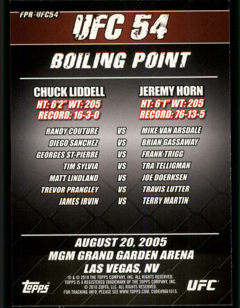 2010 Topps UFC (Ultimate Fighting Championship) MMA "Insert" Cards - Picture 43 of 159