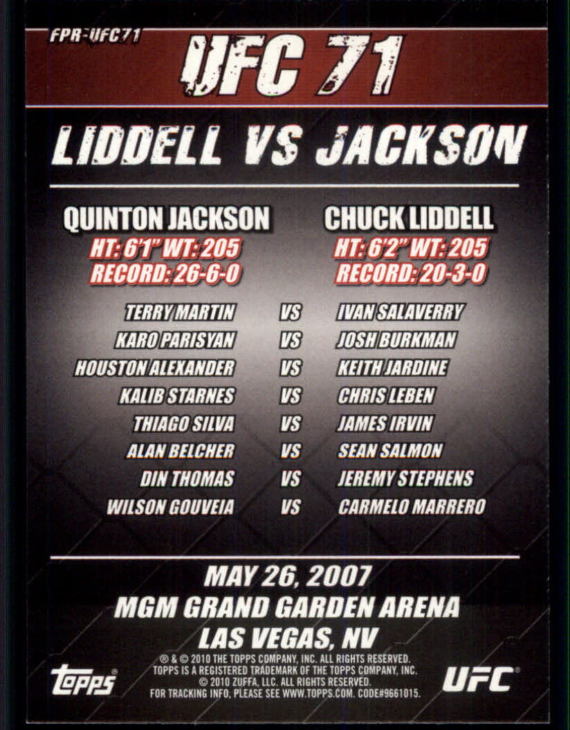 2010 Topps UFC (Ultimate Fighting Championship) MMA "Insert" Cards - Picture 55 of 159