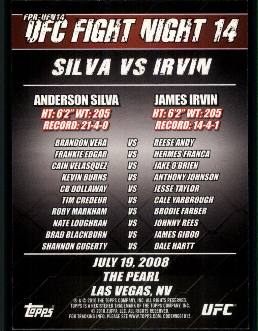 2010 Topps UFC (Ultimate Fighting Championship) MMA "Insert" Cards - Picture 67 of 159