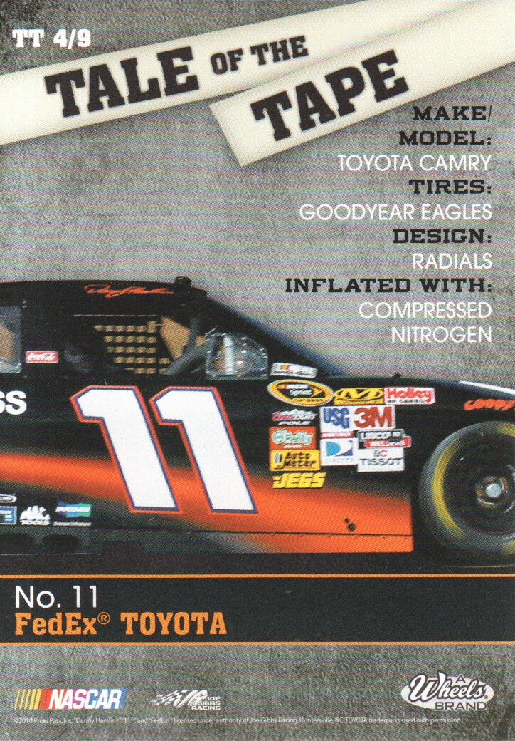 2010 Wheels Main Event Tale of the Tape #TT4 Denny Hamlin back image