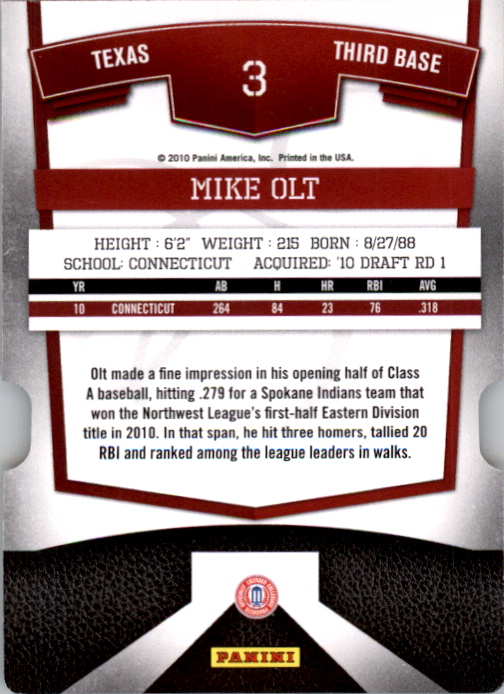 2010 Donruss Elite Extra Edition Status #3 Mike Olt back image