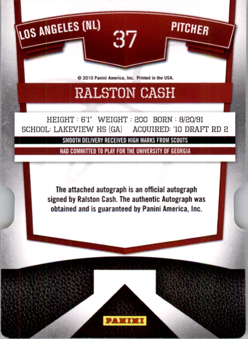 2010 Donruss Elite Extra Edition Signature Aspirations #37 Ralston Cash back image