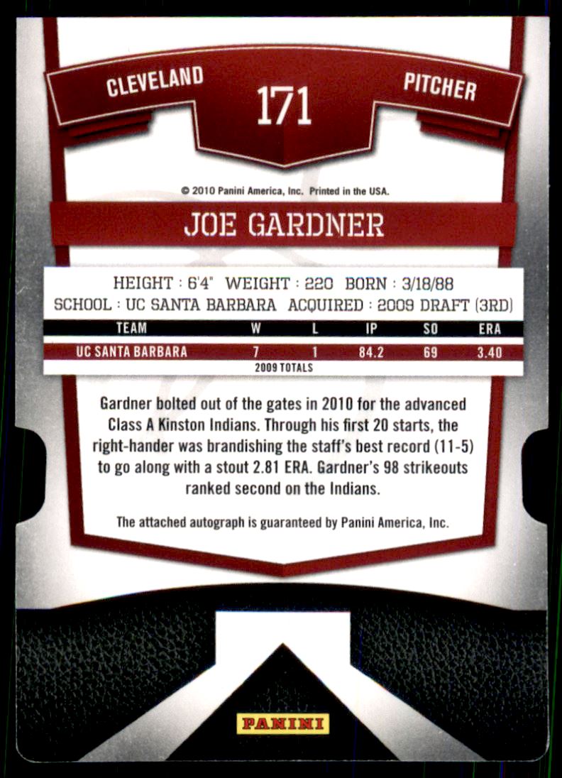 2010 Donruss Elite Extra Edition Signature Aspirations #171 Joe Gardner back image