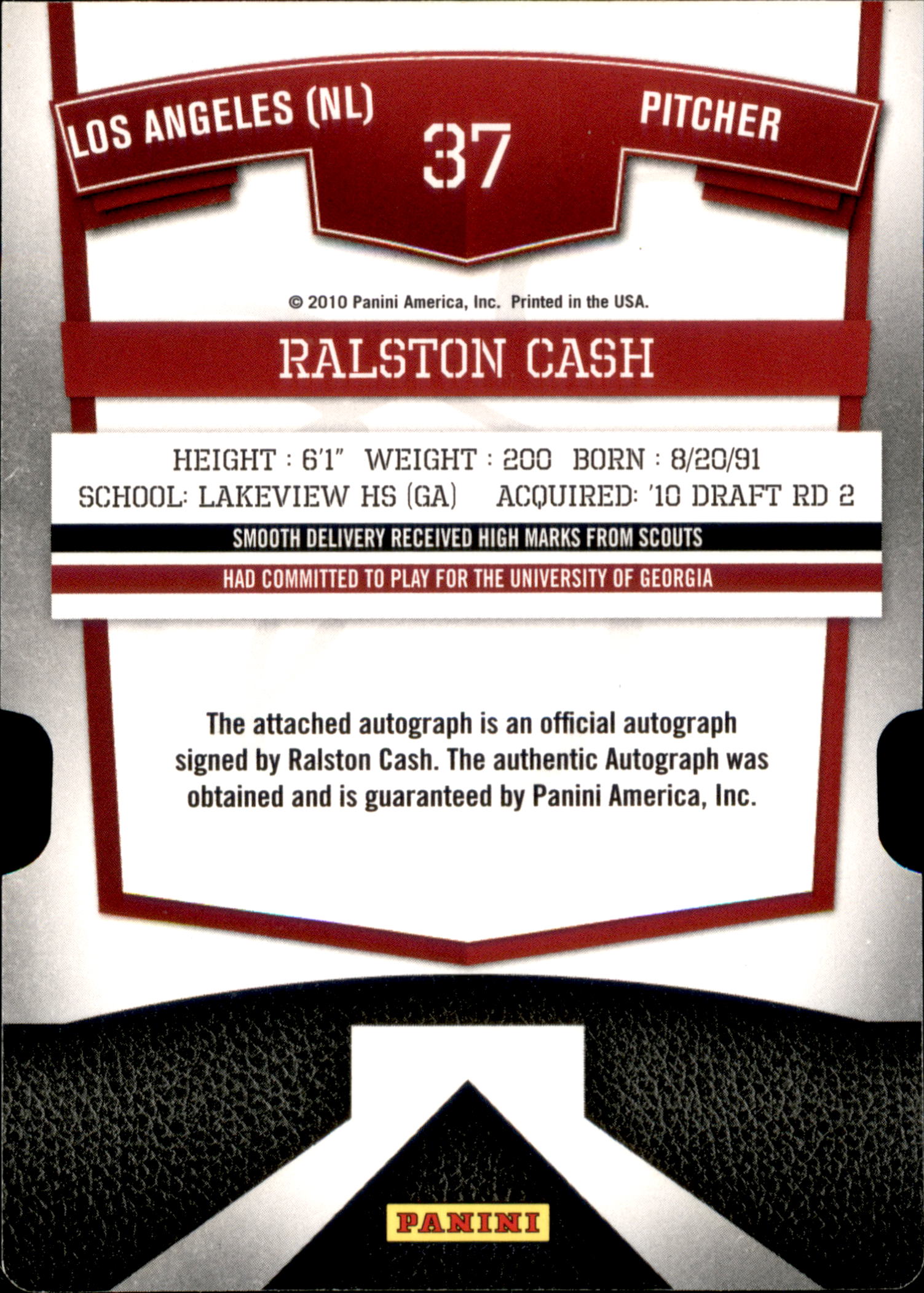2010 Donruss Elite Extra Edition Signature Status Emerald #37 Ralston Cash back image