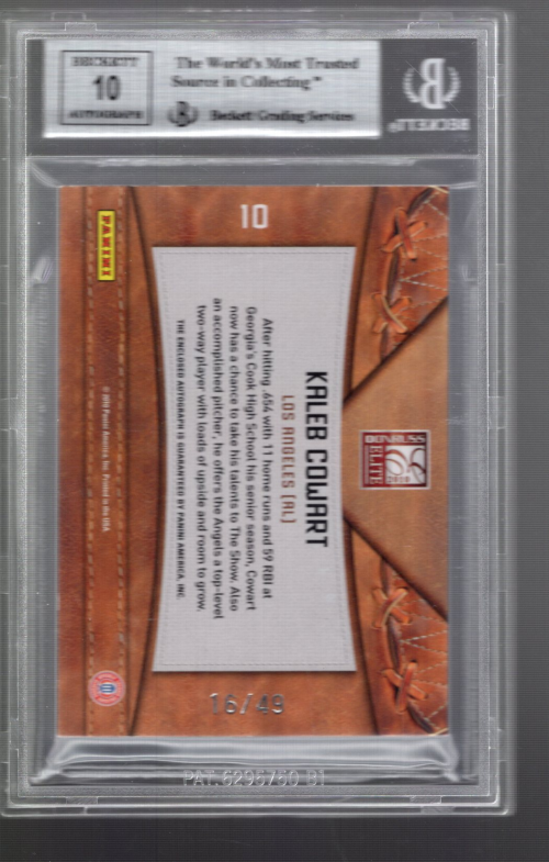 2010 Donruss Elite Extra Edition Private Signings #10 Kaleb Cowart/49 back image