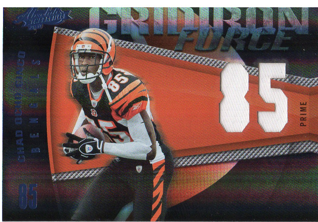 2010 Absolute Memorabilia Gridiron Force Material Prime Jersey Number #4 Chad Ochocinco/50