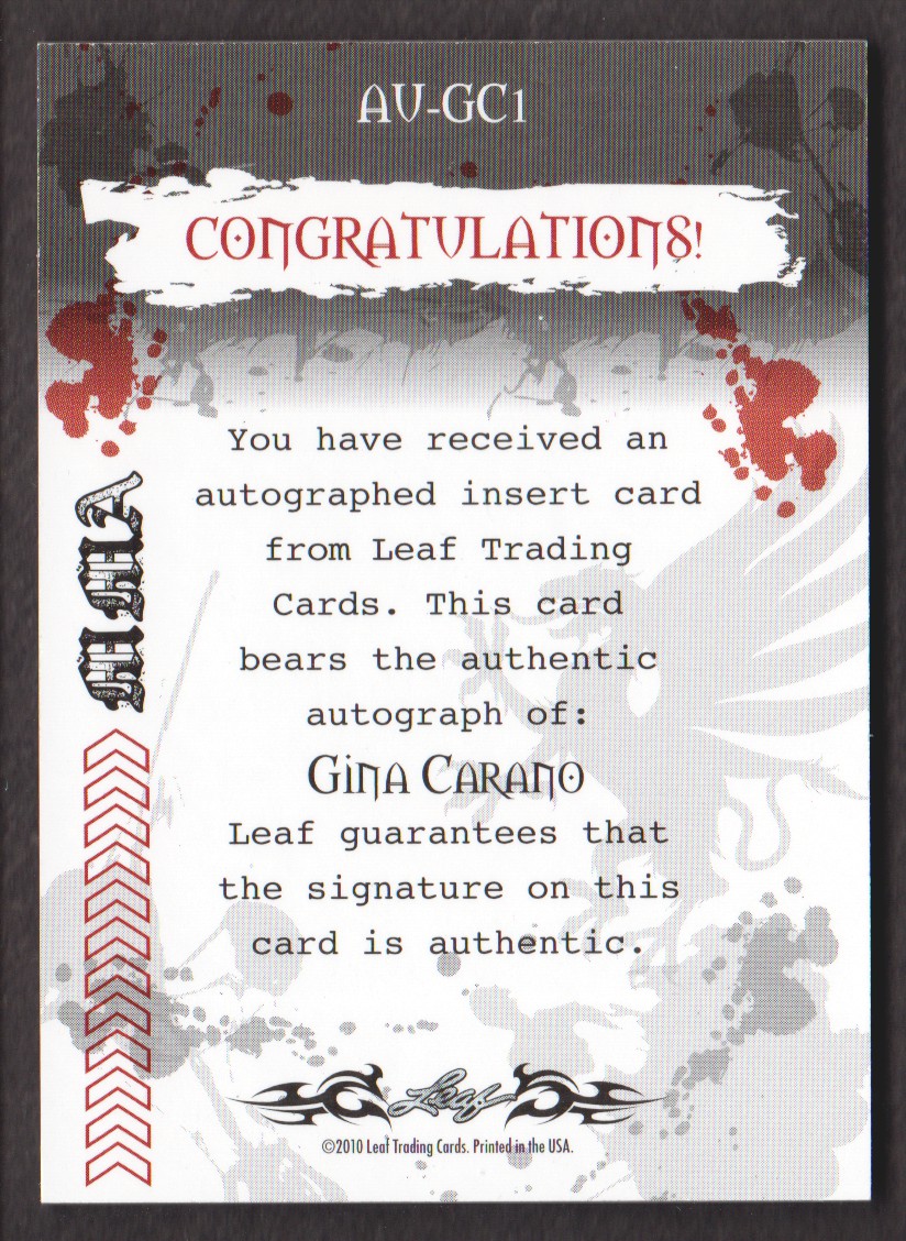 2010 Leaf MMA Autographs Red #AUGC1 Gina Carano back image