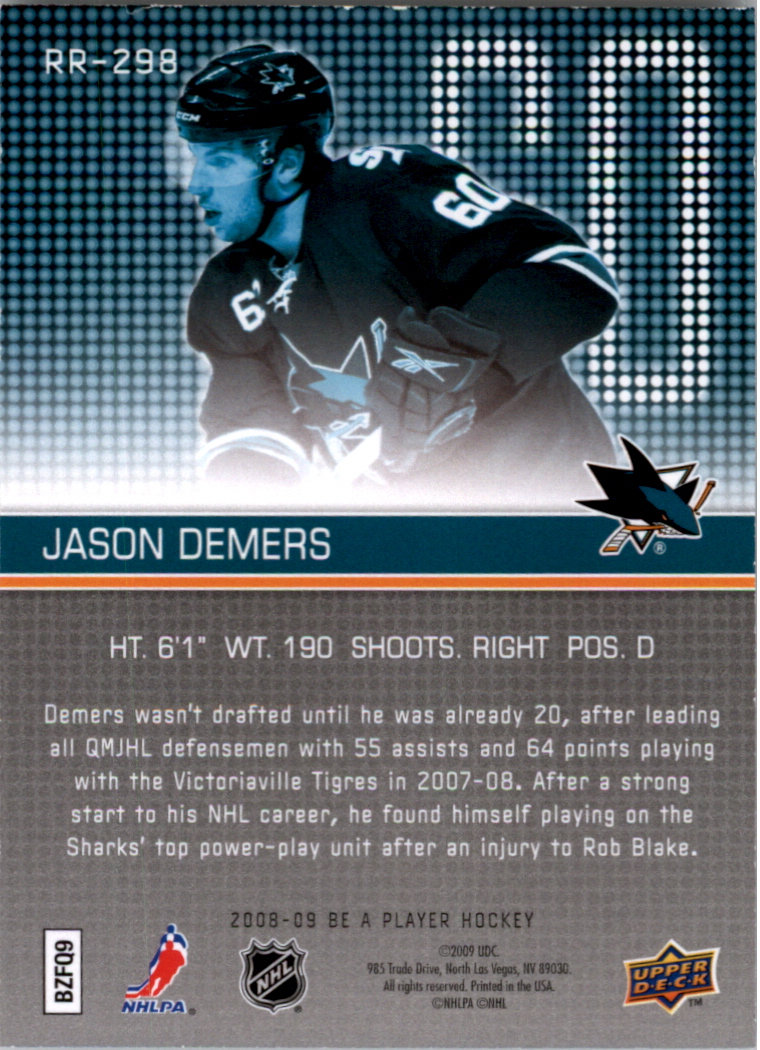 2008-09 Be A Player Rookie Redemption Bonus #RR298 Jason Demers JSY back image
