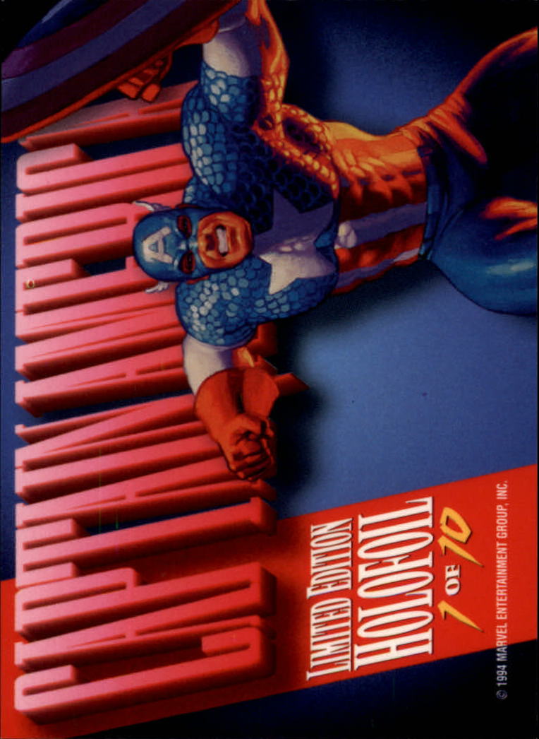 1994 Fleer Marvel Masterpieces Holofoil Silver #1 Captain America back image
