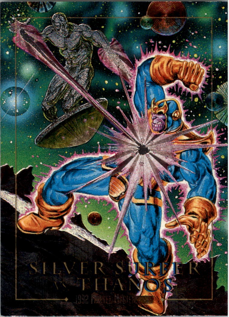 1992 SkyBox Marvel Masterpieces Battle Spectra #2D Silver Surfer vs. Thanos