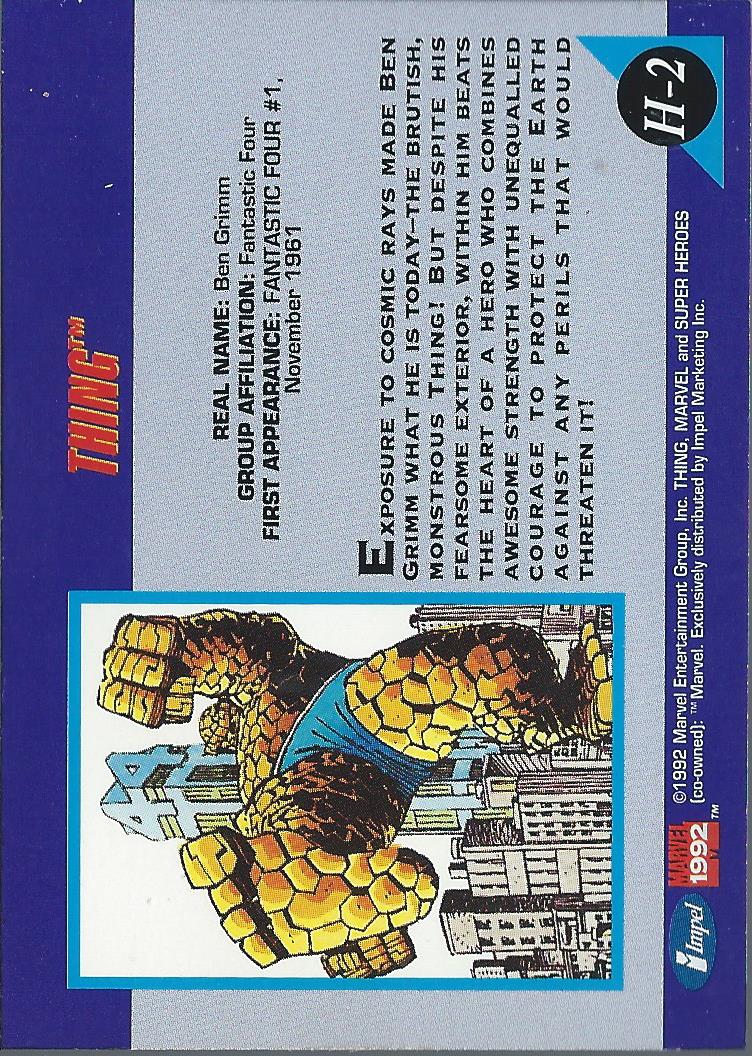 1992 Impel Marvel Universe III Holograms #H2 Thing (orange) back image