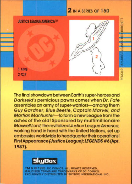 1993 SkyBox DC Cosmic Teams #2 Justice League America back image