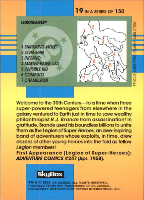 1993 SkyBox DC Cosmic Teams #19 Legionnaires back image