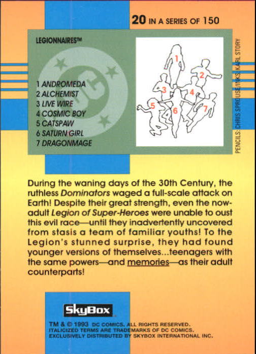 1993 SkyBox DC Cosmic Teams #20 Legionnaires back image