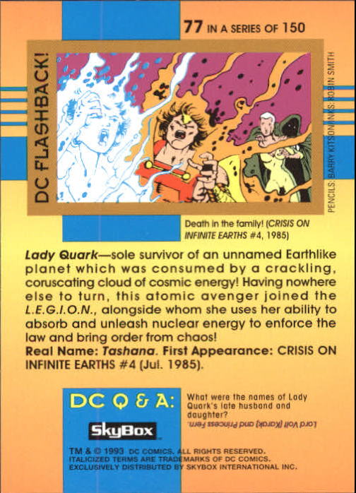 1993 SkyBox DC Cosmic Teams #77 L.E.G.I.O.N. back image