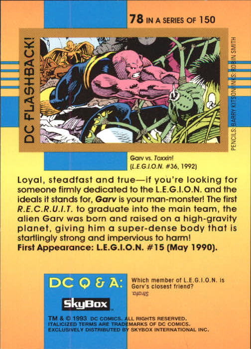 1993 SkyBox DC Cosmic Teams #78 L.E.G.I.O.N. back image