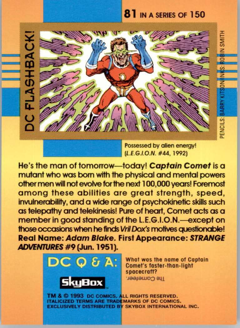 DC Cosmic Teams (1993 Skybox) "Main Set" Base Cards