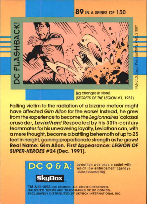 1993 SkyBox DC Cosmic Teams #89 Legionnaires back image