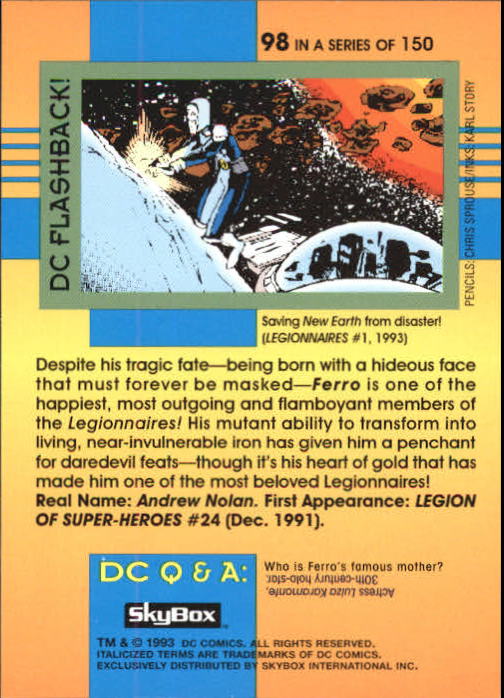 1993 SkyBox DC Cosmic Teams #98 Legionnaires back image