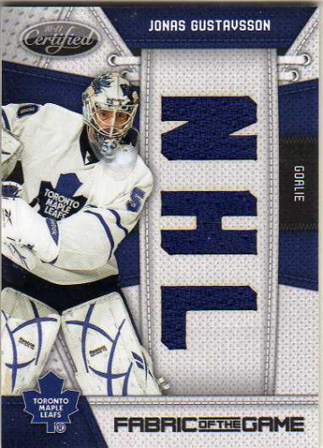 2010-11 Certified Fabric of the Game NHL Die Cut #JOG Jonas Gustavsson