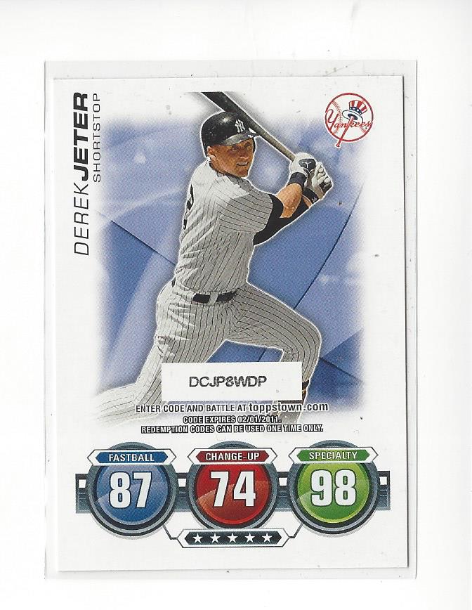 2010 Topps Update Attax Code Cards #61 Derek Jeter
