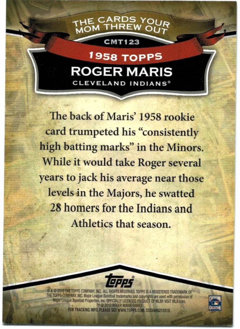 2010 Topps Cards Your Mom Threw Out #CMT123 Roger Maris back image