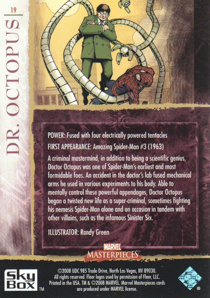 2008 Marvel Masterpieces 2 Trading Card #19 Dr. Octopus