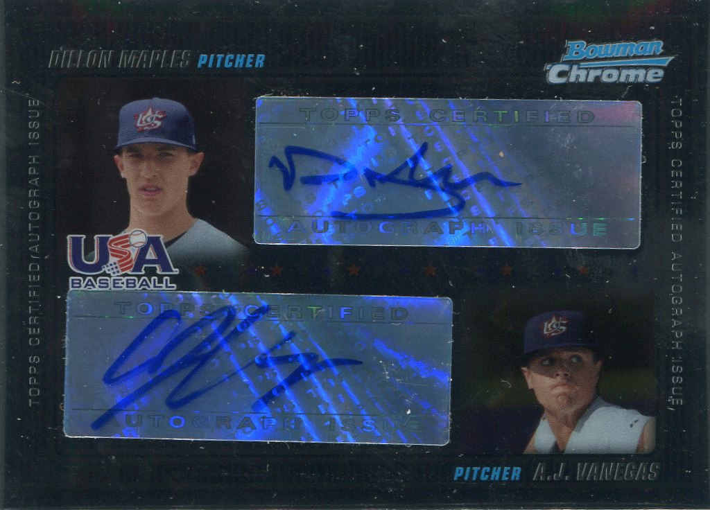 2010 Bowman Chrome USA Baseball Dual Autographs #USAD8 Dillon Maples/A.J. Vanegas