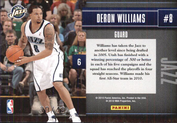 2010-11 Limited Team Trademarks Silver Spotlight #6 Deron Williams back image