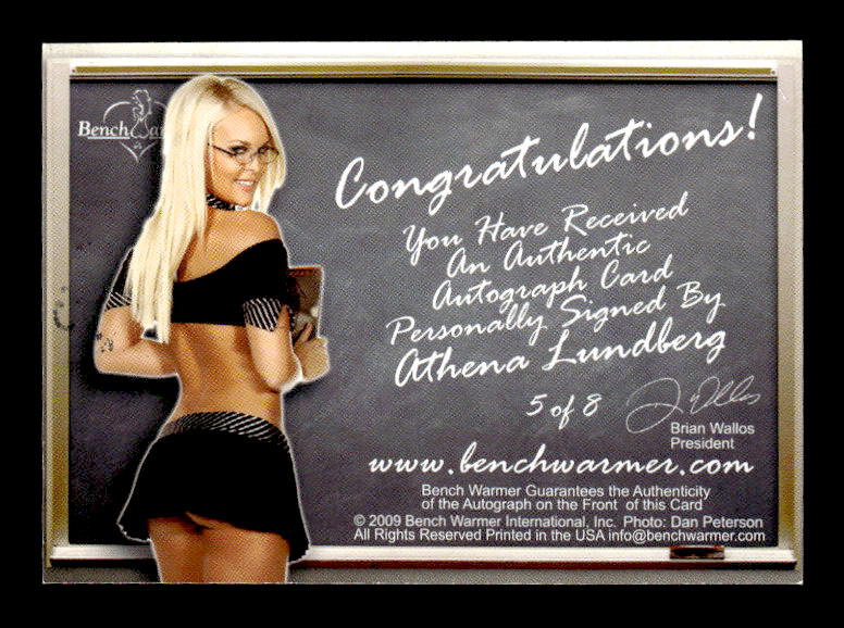2009 Bench Warmer Limited School Girl Autographs #6 Athena Lundberg back image