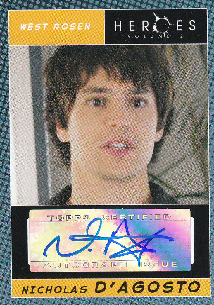 2008 Topps Heroes Series Two Autographs #12 Nicholas D'Agosto