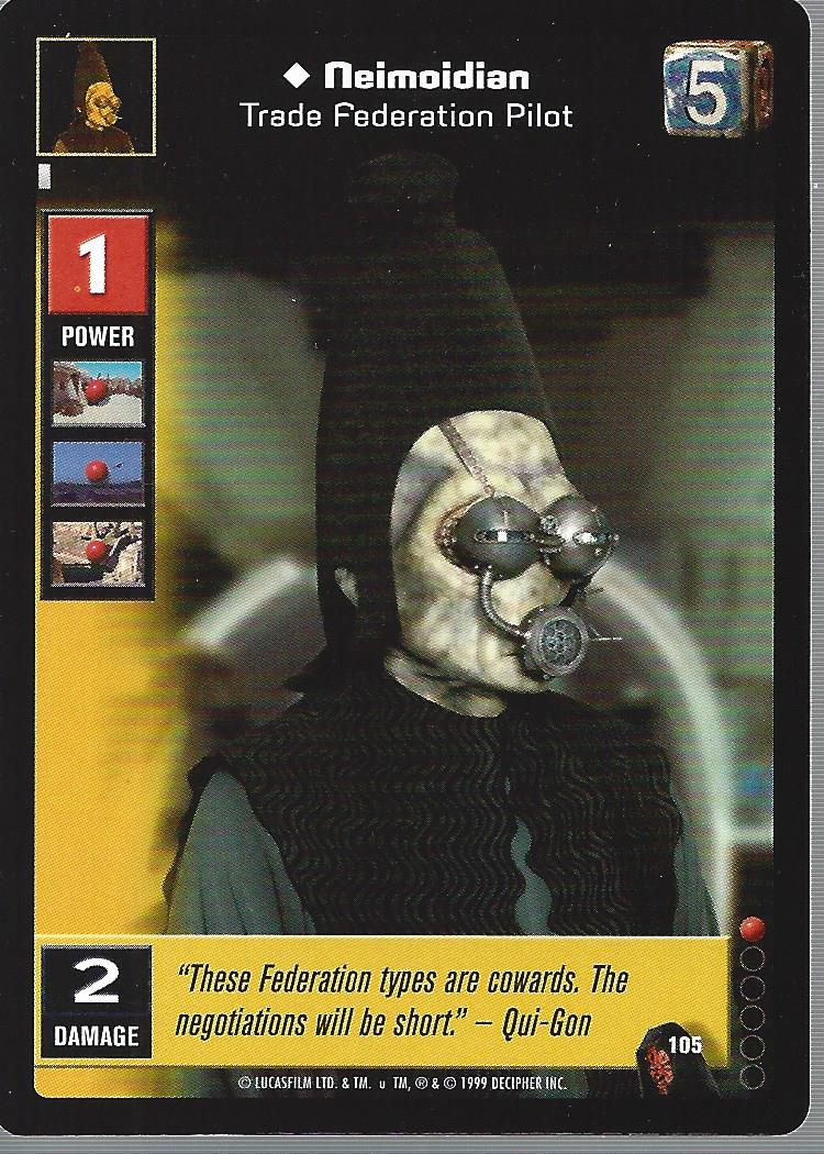 1999 Young Jedi Menace of Darth Maul #105 Neimoidian, Trade Federation Pilot S