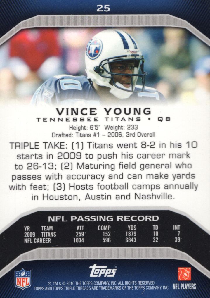 2010 Topps Triple Threads #25 Vince Young back image