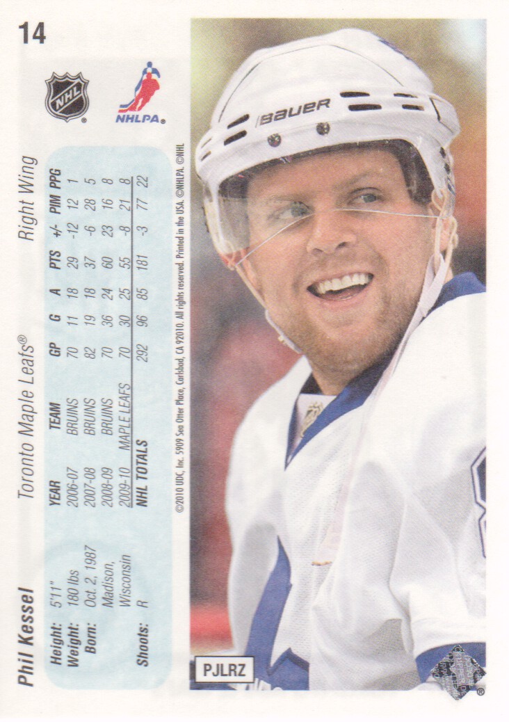 2010-11 Upper Deck 20th Anniversary Parallel #14 Phil Kessel back image