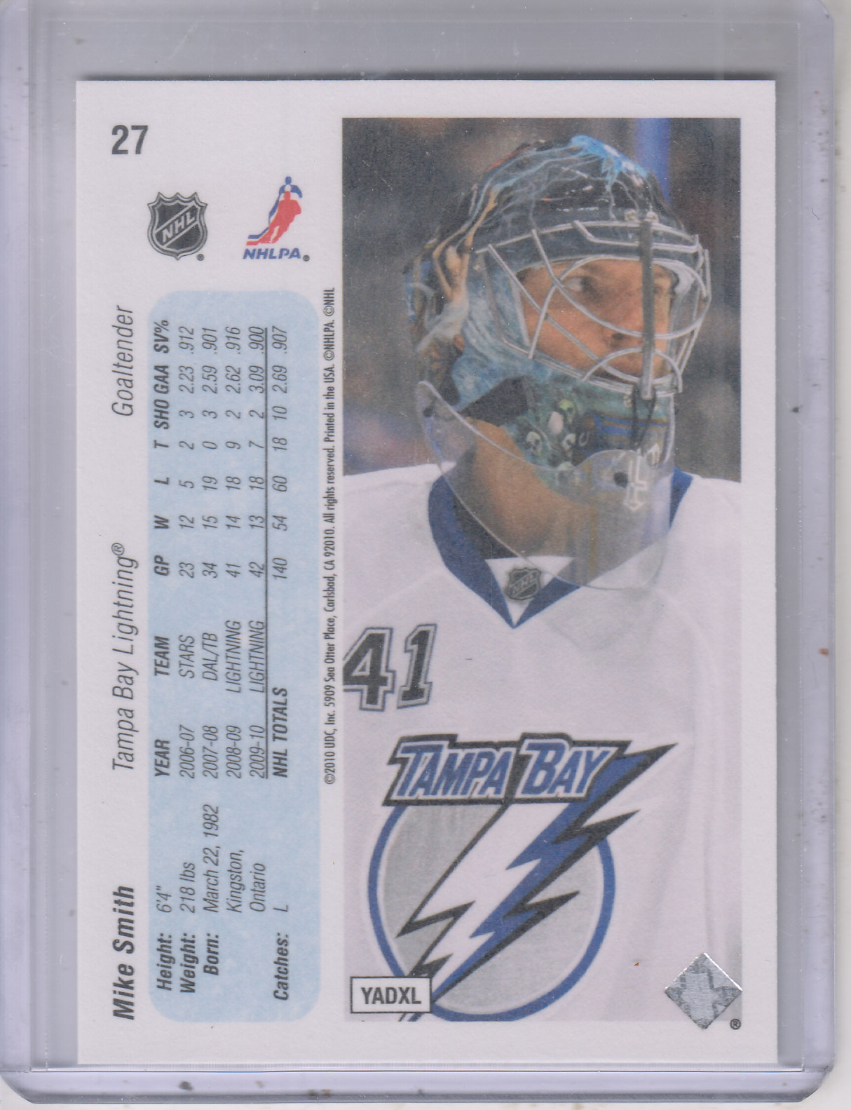 2010-11 Upper Deck 20th Anniversary Parallel #27 Mike Smith back image