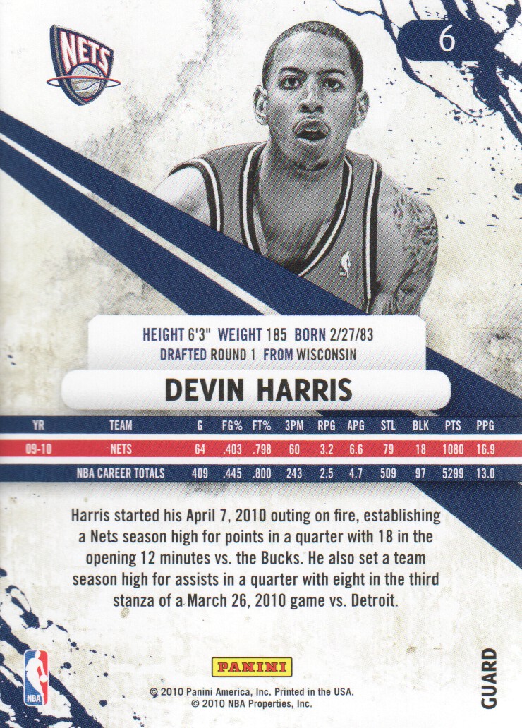 2010-11 Rookies and Stars #6 Devin Harris back image