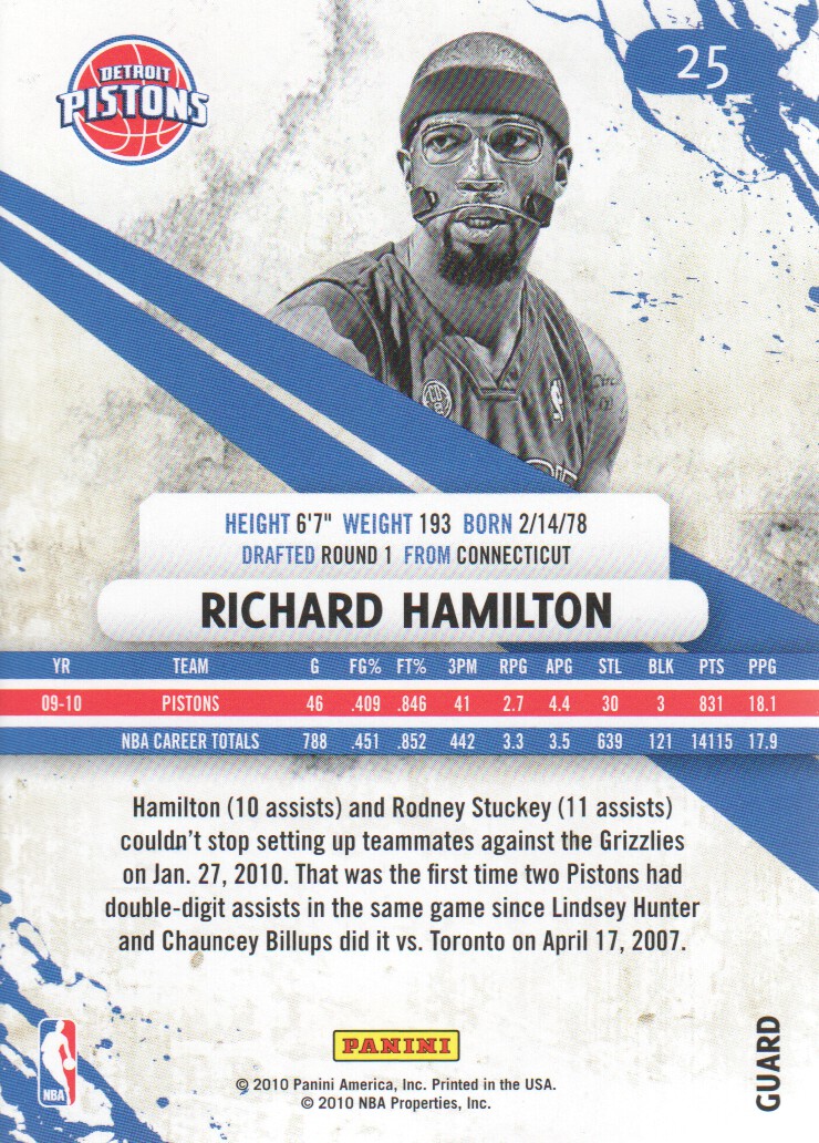 2010-11 Rookies and Stars #25 Richard Hamilton back image