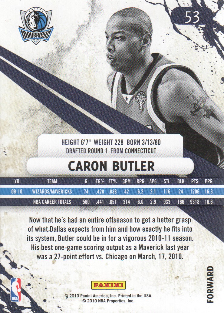 2010-11 Rookies and Stars #53 Caron Butler back image