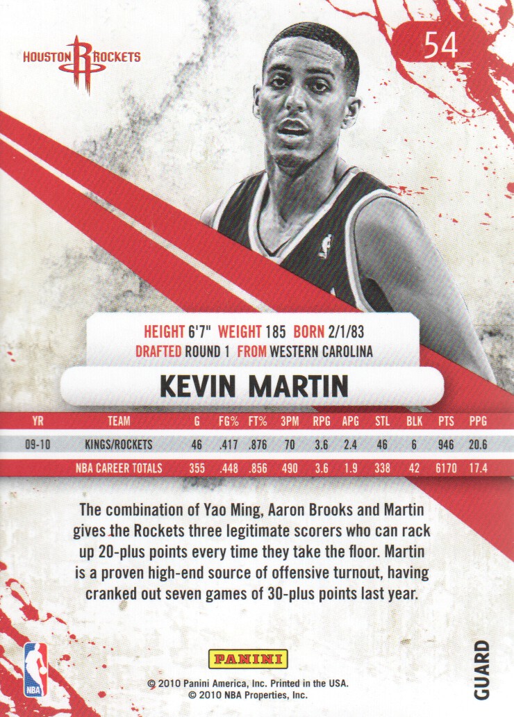 2010-11 Rookies and Stars #54 Kevin Martin back image
