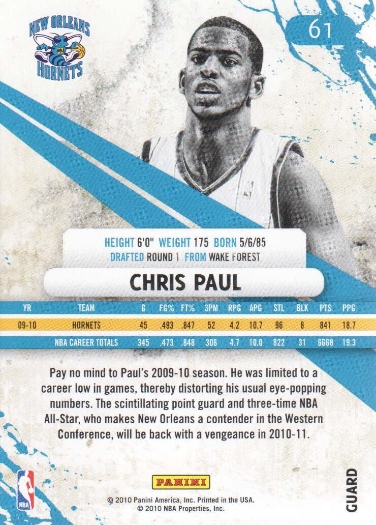 2010-11 Rookies and Stars #61 Chris Paul back image