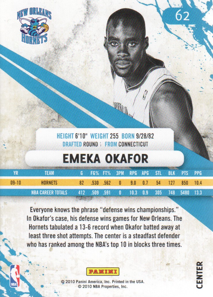 2010-11 Rookies and Stars #62 Emeka Okafor back image